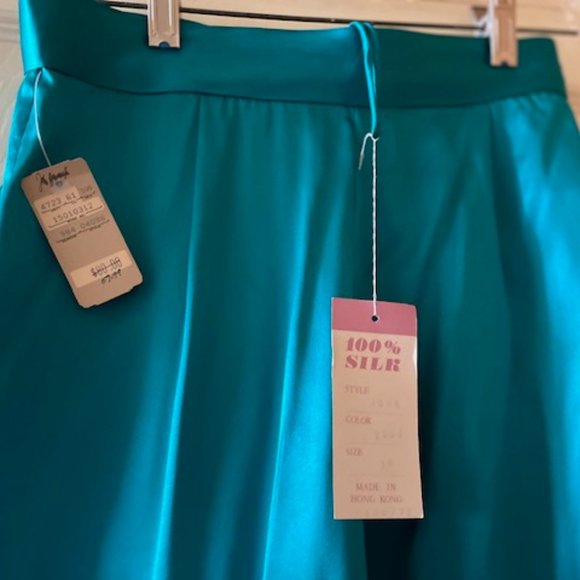 Silk pants, Vintage Cassis, size 10, teal, circa 70s/80s, never worn - Picture 2 of 2